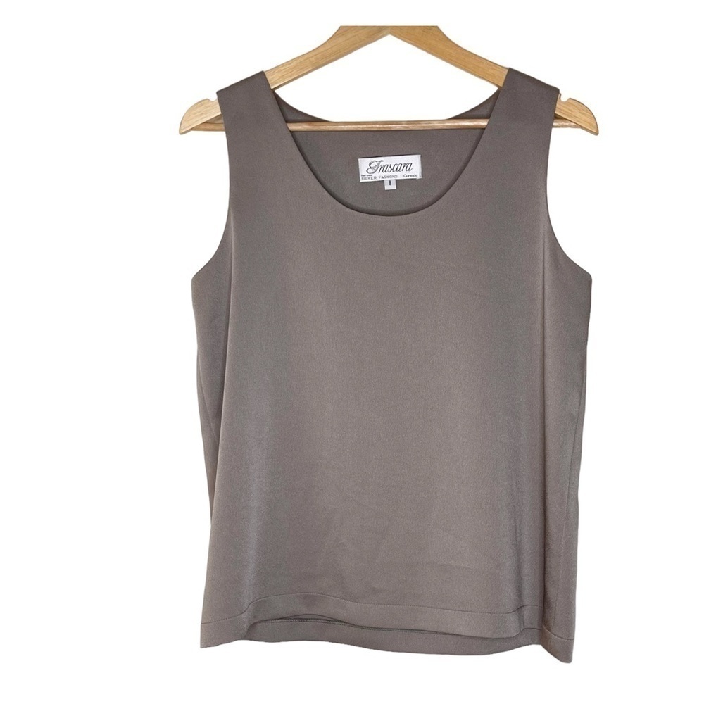 3/$20 ❤️ FRASCARA Vintage Tan Satin Relaxed Tank Top US 8